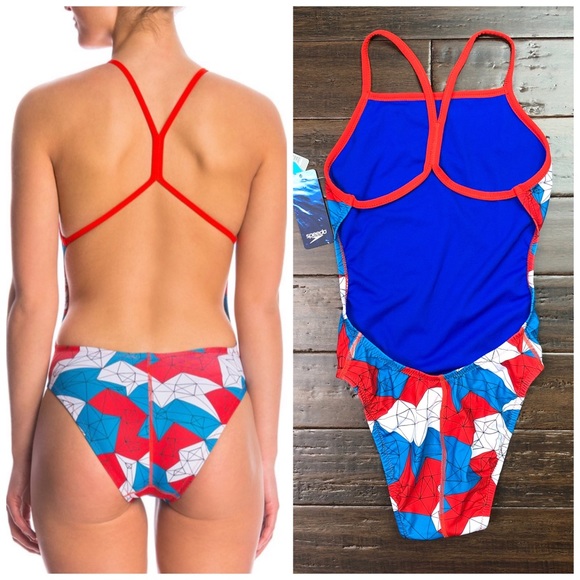 Gem Geo Printed One Back One Piece Swimsuit New - Picture 2 of 8